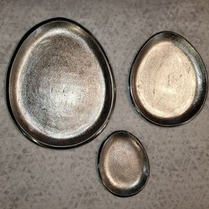 Platter Set Iridescence Pewter Oval Shape Home Decor